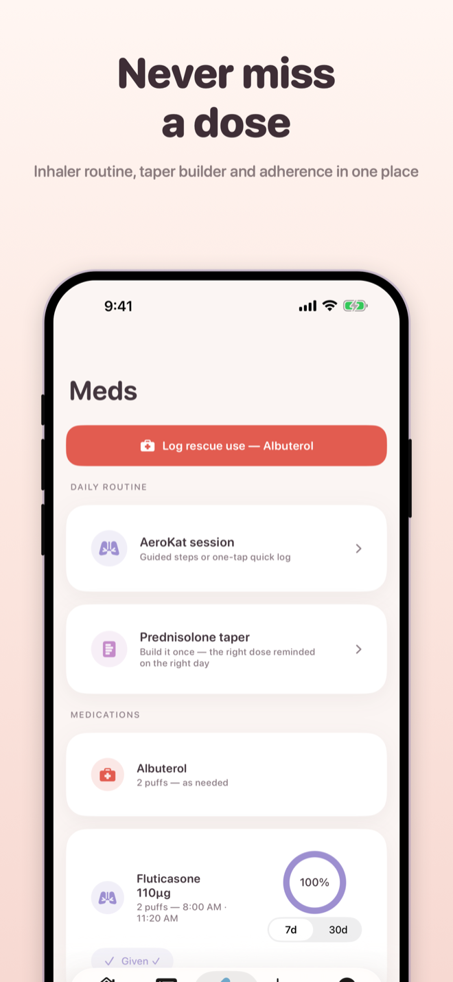 PawBreeze inhaler scheduler and session log
